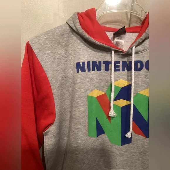 Throwback Nintendo Men's Gray and Red Hoodie - Picture 3 of 6